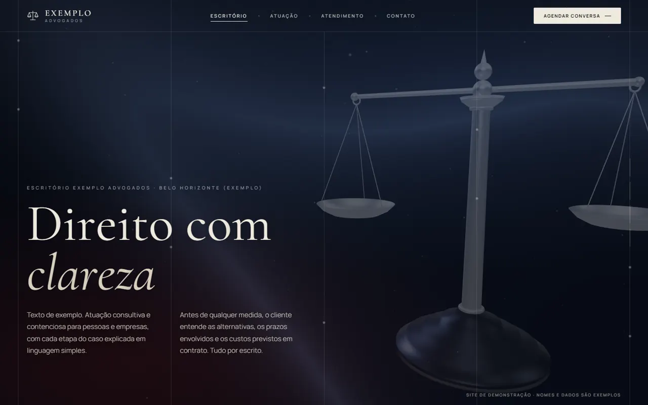 Site de demonstração de um escritório de advocacia