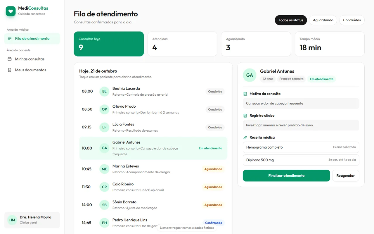 Sistema MediConsultas no computador e no celular